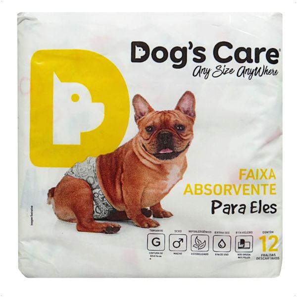 FRALDA HIGIÊNICA DESCARTÁVEL DOGS CARE G 12 UN PARA CÃES MACHOS